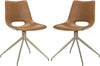 Safavieh Danube Midcentury Modern Leather Swivel Dining Chair Light Brown and Brass Furniture 