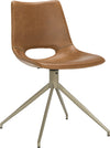 Safavieh Danube Midcentury Modern Leather Swivel Dining Chair Light Brown and Brass Furniture 