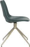 Safavieh Danube Midcentury Modern Leather Swivel Dining Chair Blue and Brass Furniture 