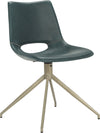 Safavieh Danube Midcentury Modern Leather Swivel Dining Chair Blue and Brass Furniture 