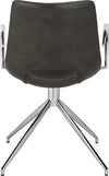Safavieh Dawn Midcentury Modern Leather Swivel Dining Arm Chair Grey and Silver Furniture 