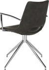 Safavieh Dawn Midcentury Modern Leather Swivel Dining Arm Chair Grey and Silver Furniture 