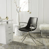 Safavieh Dawn Midcentury Modern Leather Swivel Dining Arm Chair Grey and Silver  Feature