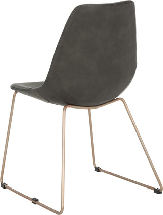 Safavieh Dorian Midcentury Modern Leather Dining Chair Grey and Copper Furniture 