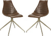 Safavieh Lynette Midcentury Modern Leather Swivel Dining Chair Light Brown and Brass Furniture 
