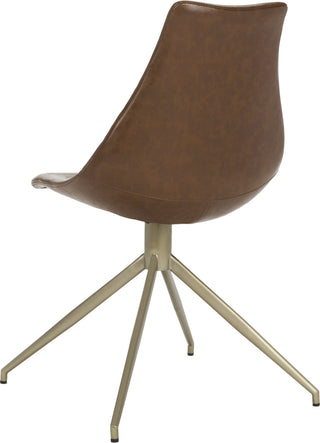 Safavieh Lynette Midcentury Modern Leather Swivel Dining Chair Light Brown and Brass Furniture 