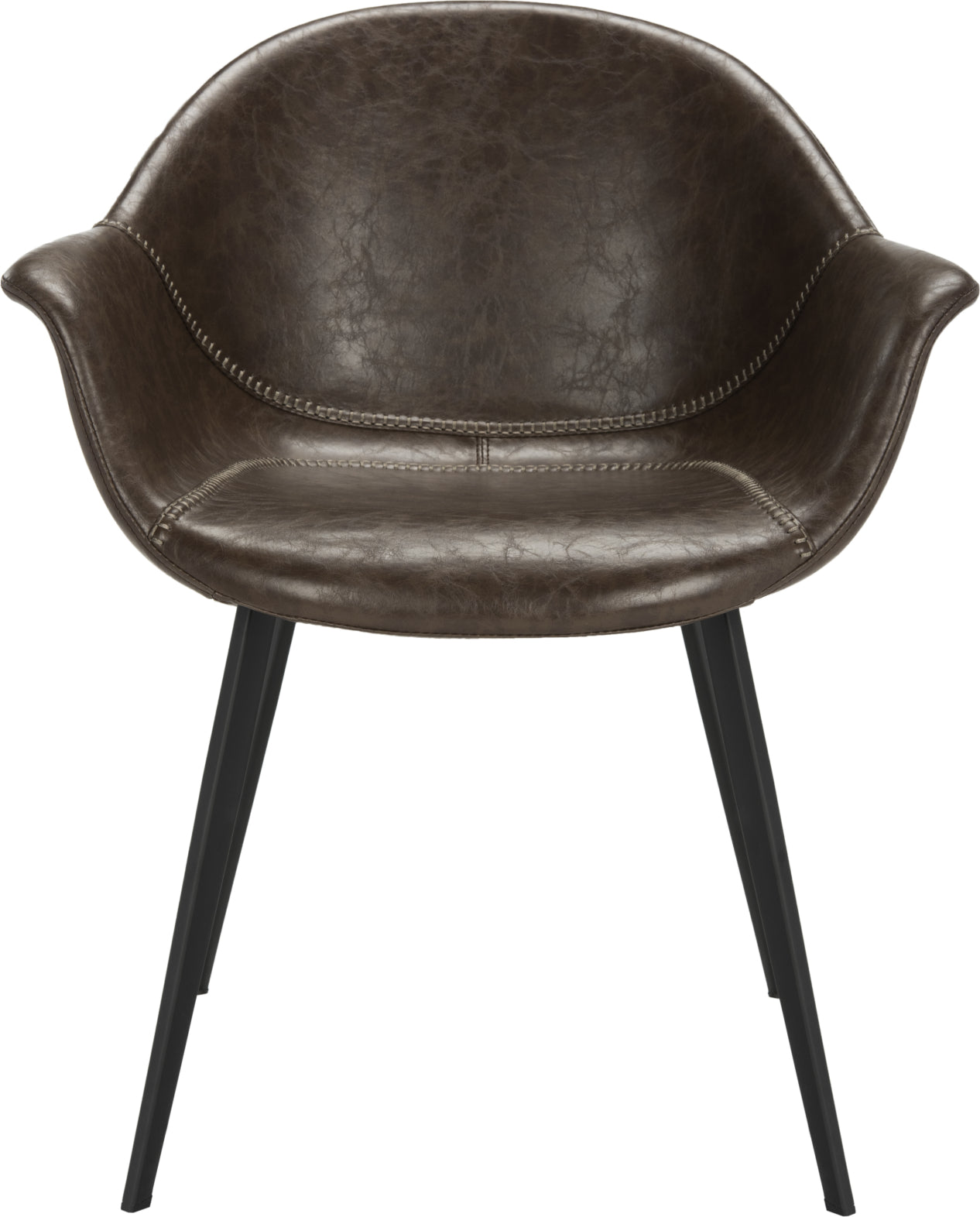 Safavieh Dublin Midcentury Modern Leather Dining Tub Chair Dark Brown and Black Furniture main image