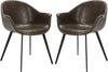Safavieh Dublin Midcentury Modern Leather Dining Tub Chair Dark Brown and Black Furniture 