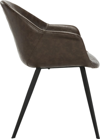 Safavieh Dublin Midcentury Modern Leather Dining Tub Chair Dark Brown and Black Furniture 