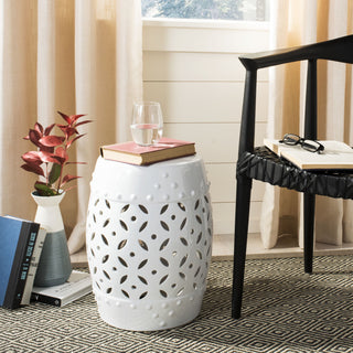 Safavieh Lattice Coin Garden Stool White Furniture  Feature