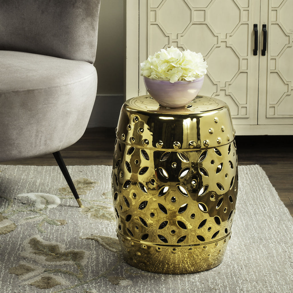 Safavieh Lattice Coin Garden Stool Gold Furniture  Feature