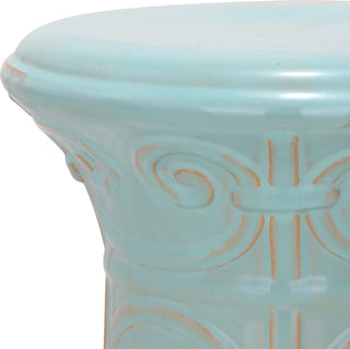 Safavieh Imperial Scroll Garden Stool Light Aqua Furniture 