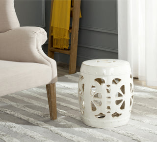 Safavieh Stencil Blossom Garden Stool Cream Furniture  Feature