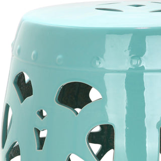 Safavieh Stencil Blossom Garden Stool Light Blue Furniture 