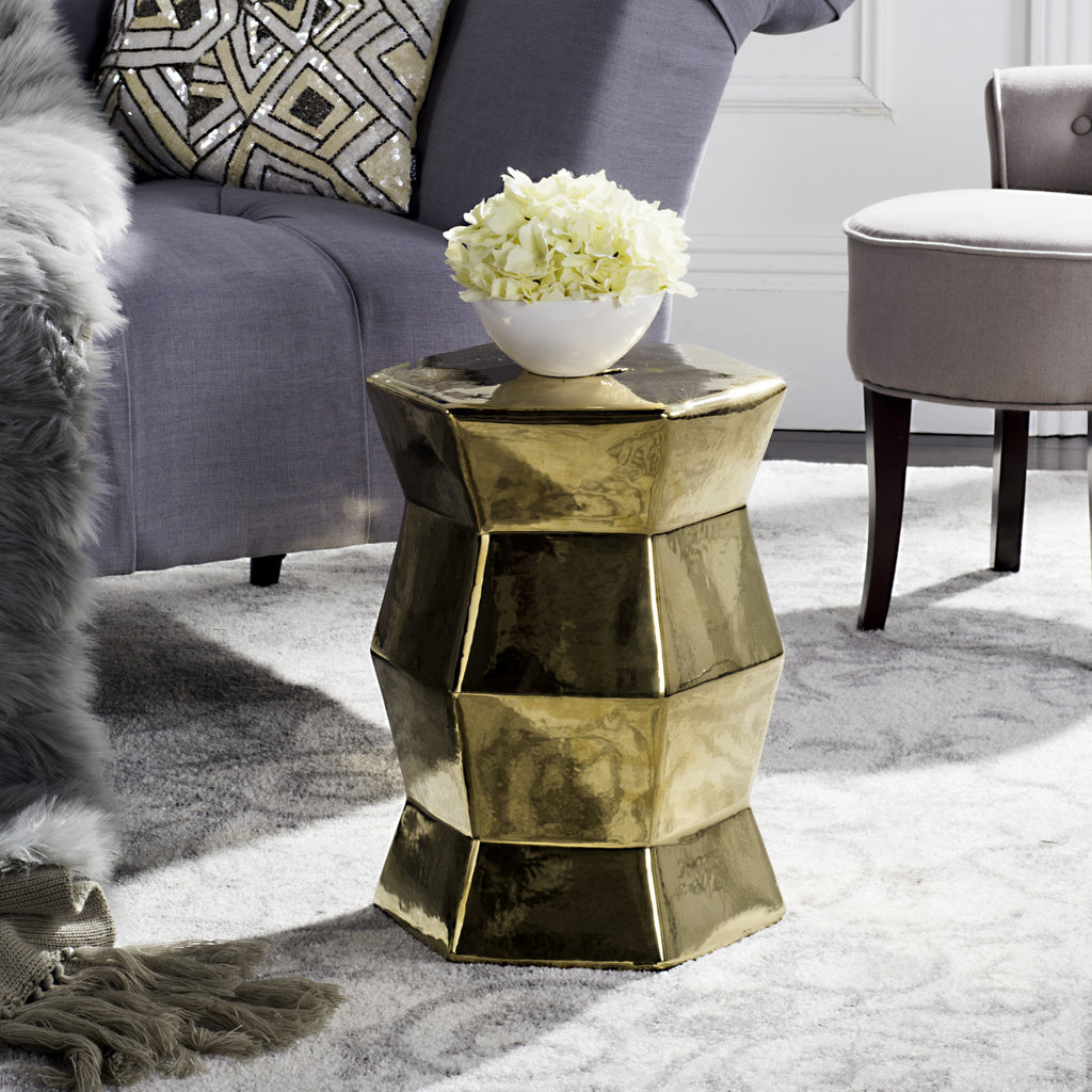 Safavieh Modern Hexagon Garden Stool Gold Furniture  Feature