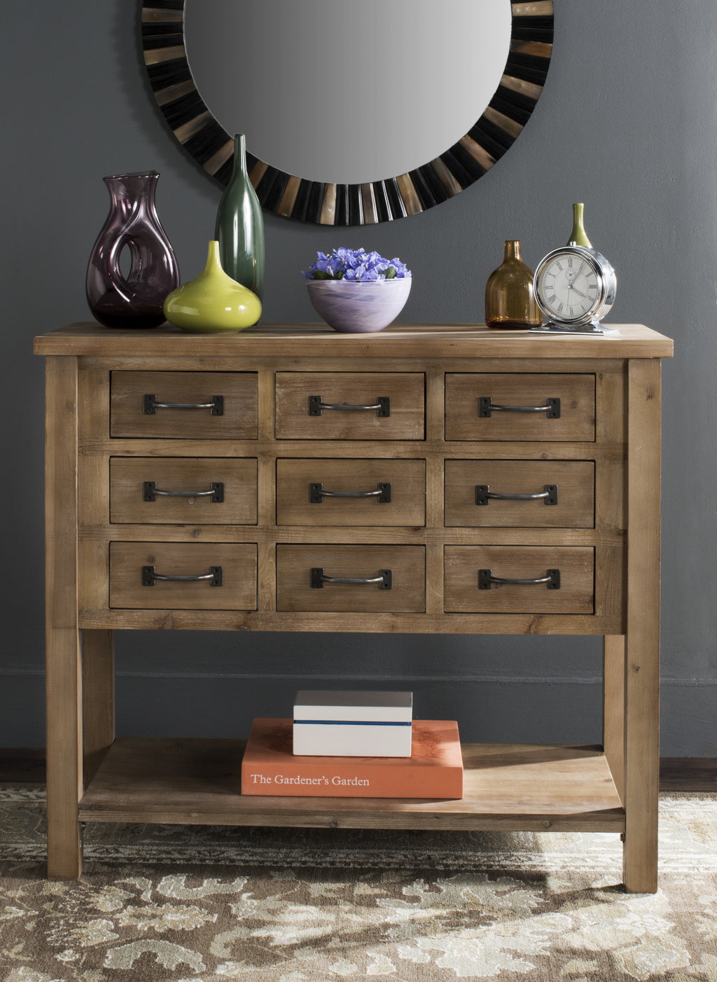 Safavieh Mendie 9 Drawer Chest Natural Oak Furniture  Feature