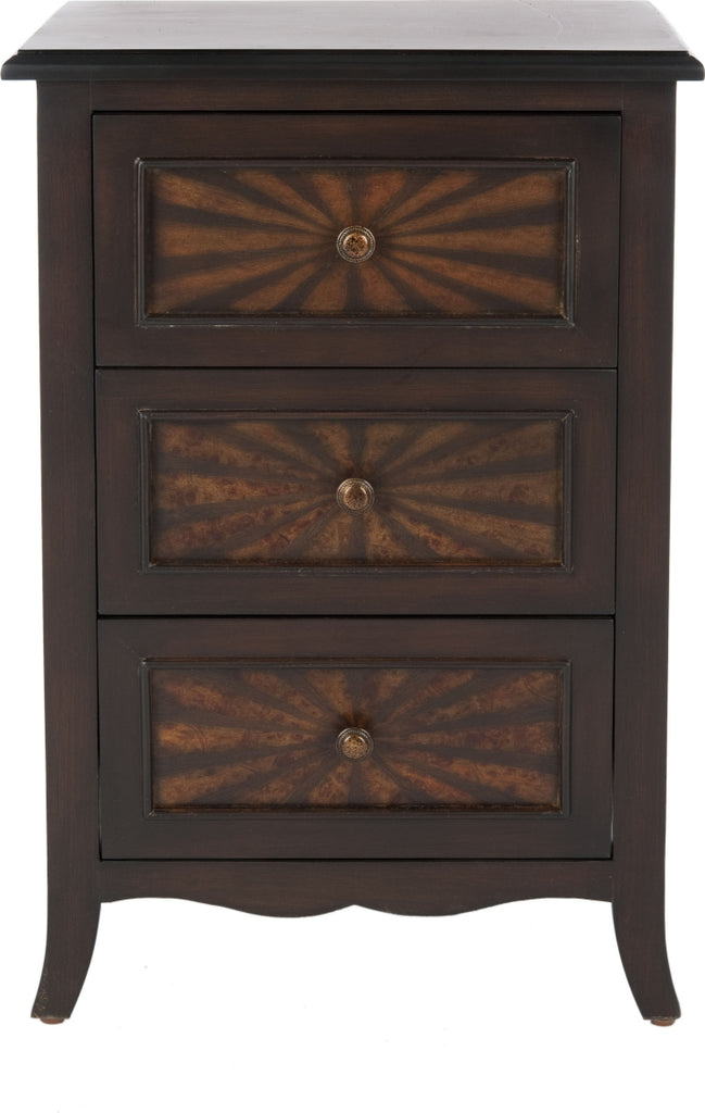 Safavieh Conrad 3 Drawer Side Table Dark Cherry Furniture main image