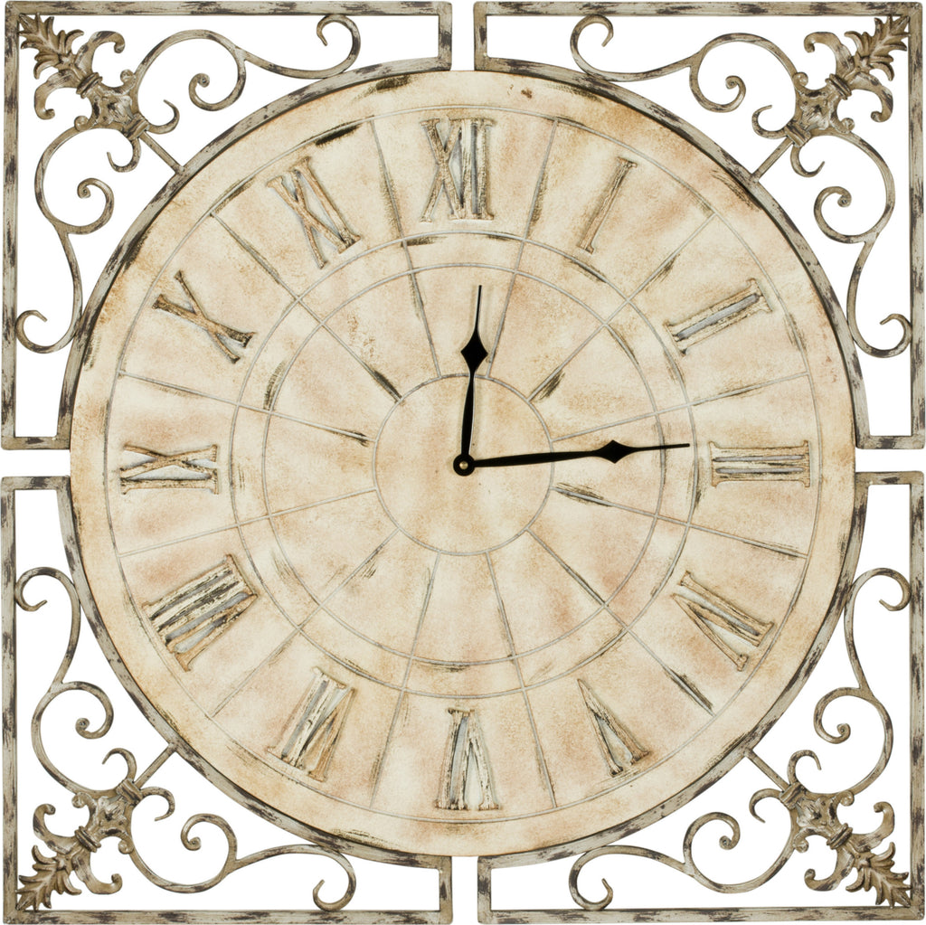 Safavieh Kathleen Clock Distressed Antique White Furniture main image