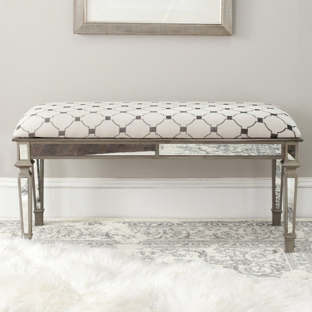 Safavieh Layla Upholstered Mirror Bench Grey and Beige Furniture  Feature