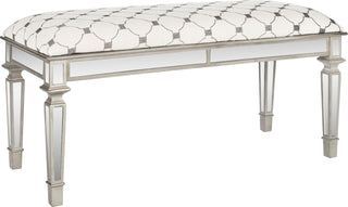 Safavieh Layla Upholstered Mirror Bench Grey and Beige Furniture 