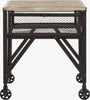 Safavieh Linus Wood Top Rolling End Table Natural and Black Brushed Furniture main image