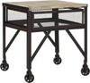 Safavieh Linus Wood Top Rolling End Table Natural and Black Brushed Furniture 