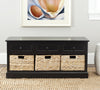 Safavieh Damien 3 Drawer Storage Bench Distressed Black Furniture  Feature