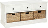 Safavieh Damien 3 Drawer Storage Bench Distressed Cream Furniture 