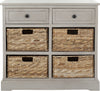 Safavieh Herman Storage Unit With Wicker Baskets Vintage Grey Furniture main image