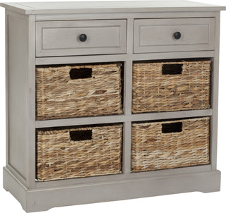 Safavieh Herman Storage Unit With Wicker Baskets Vintage Grey Furniture 