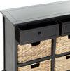 Safavieh Herman Storage Unit With Wicker Baskets Distressed Black Furniture 