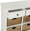 Safavieh Herman Storage Unit With Wicker Baskets Distressed Cream Furniture 