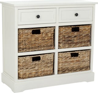 Safavieh Herman Storage Unit With Wicker Baskets Distressed Cream Furniture 