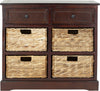Safavieh Herman Storage Unit With Wicker Baskets Dark Cherry Furniture main image