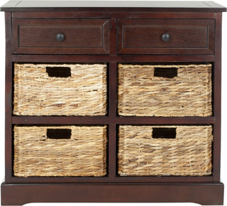 Safavieh Herman Storage Unit With Wicker Baskets Dark Cherry Furniture main image