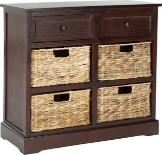 Safavieh Herman Storage Unit With Wicker Baskets Dark Cherry Furniture 