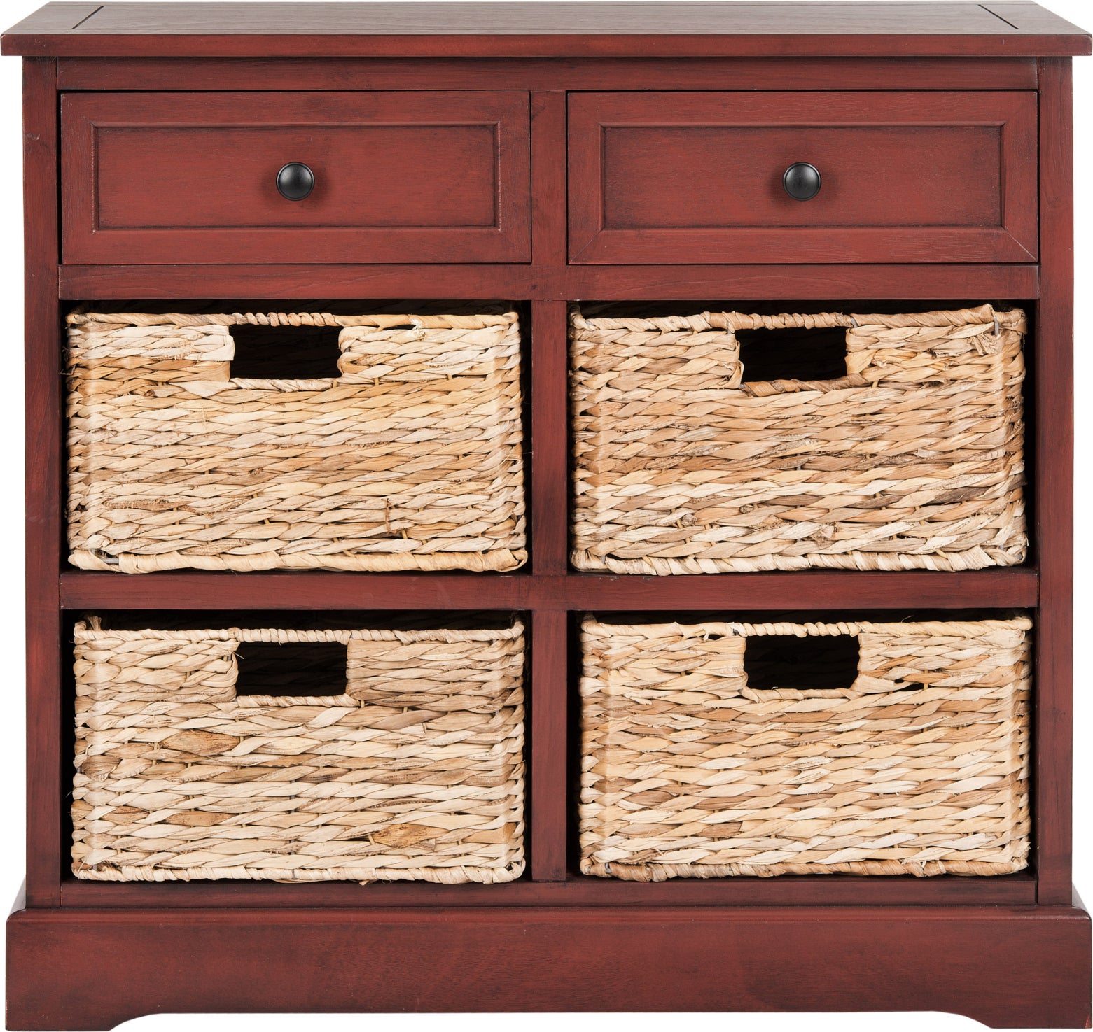Safavieh Herman Storage Unit With Wicker Baskets Red Furniture main image