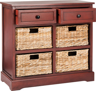 Safavieh Herman Storage Unit With Wicker Baskets Red Furniture 