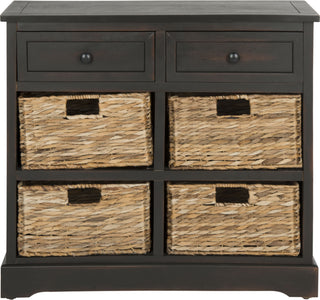 Safavieh Herman Storage Unit With Wicker Baskets Brown Furniture main image