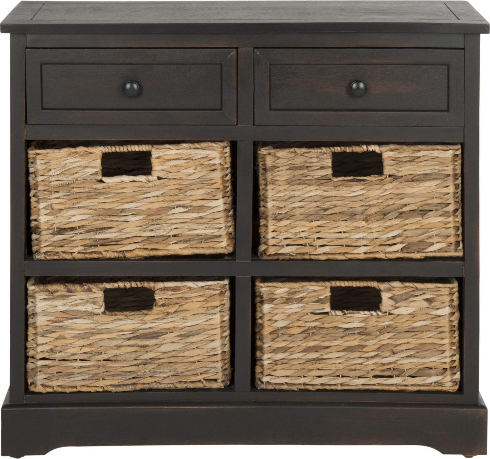 Safavieh Herman Storage Unit With Wicker Baskets Brown Furniture main image