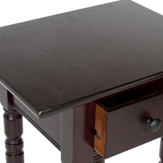 Safavieh Sabrina End Table With Storage Drawer Dark Cherry Furniture 