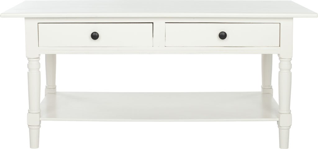 Safavieh Boris 2 Drawer Coffee Table Distressed Cream Furniture main image