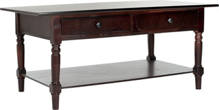 Safavieh Boris 2 Drawer Coffee Table Dark Cherry Furniture 