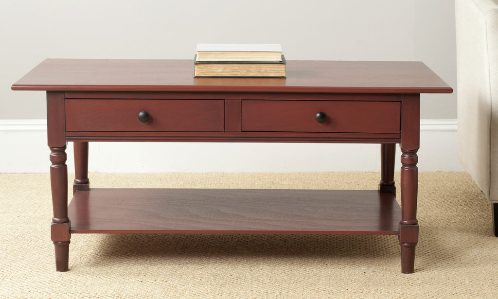 Safavieh Boris 2 Drawer Coffee Table Red Furniture  Feature