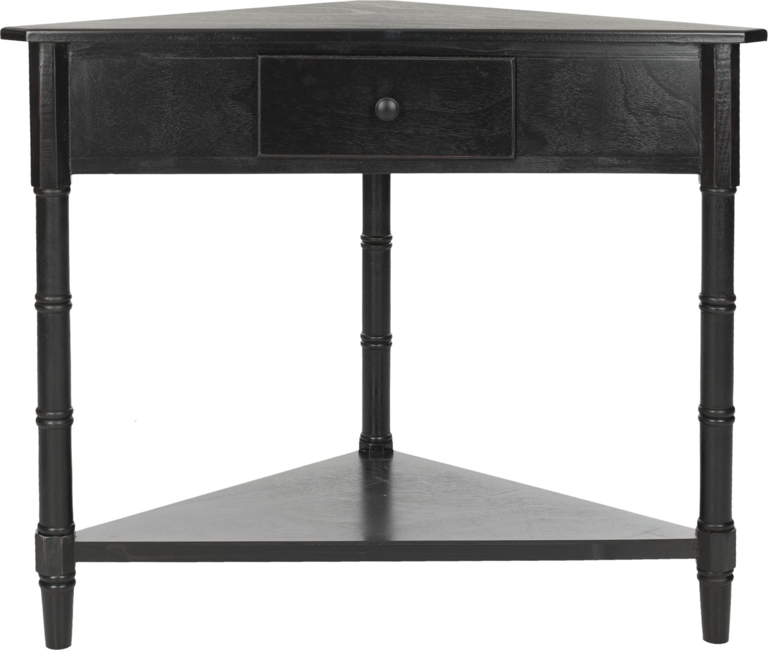Safavieh Gomez Corner Table With Storage Drawer Distressed Black Furniture main image