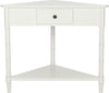 Safavieh Gomez Corner Table With Storage Drawer Distressed Cream Furniture main image