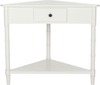 Safavieh Gomez Corner Table With Storage Drawer Distressed Cream Furniture main image