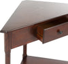 Safavieh Gomez Corner Table With Storage Drawer Dark Cherry Furniture 