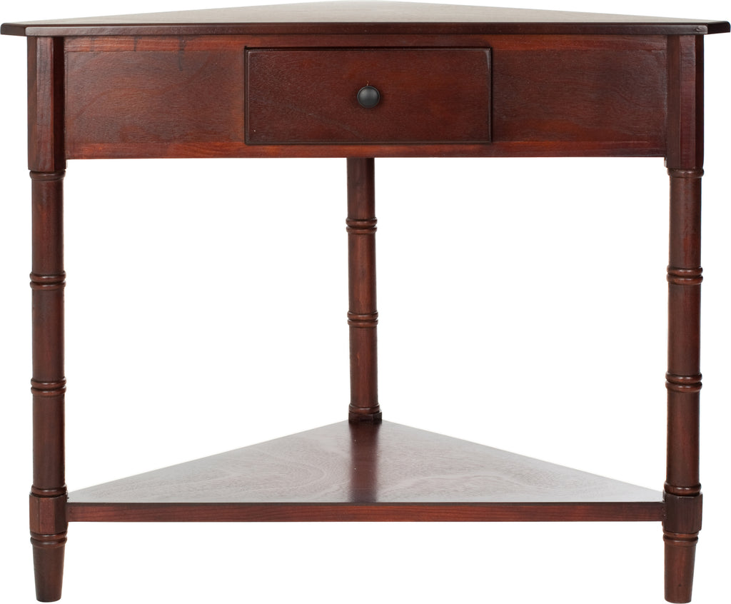 Safavieh Gomez Corner Table With Storage Drawer Dark Cherry Furniture main image
