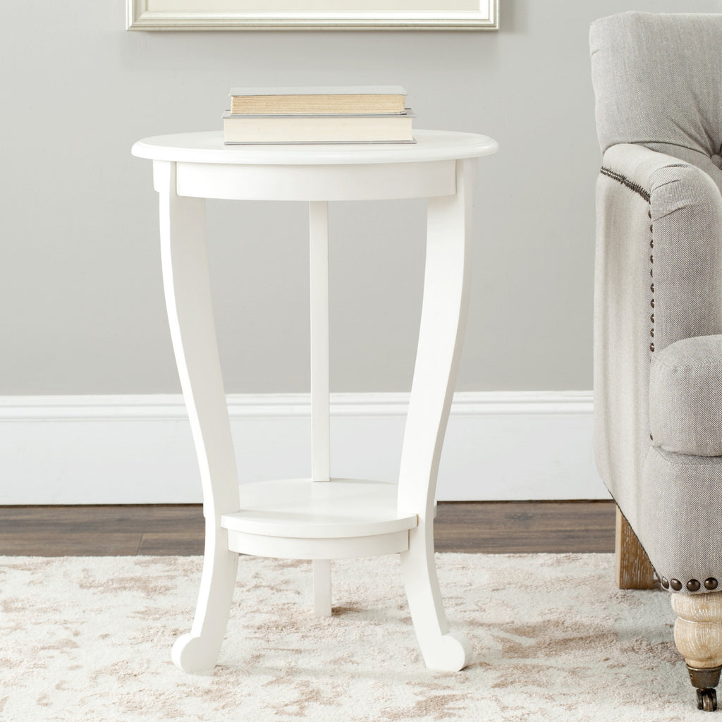 Safavieh Mary Pedastal Side Table Distressed Cream Furniture  Feature